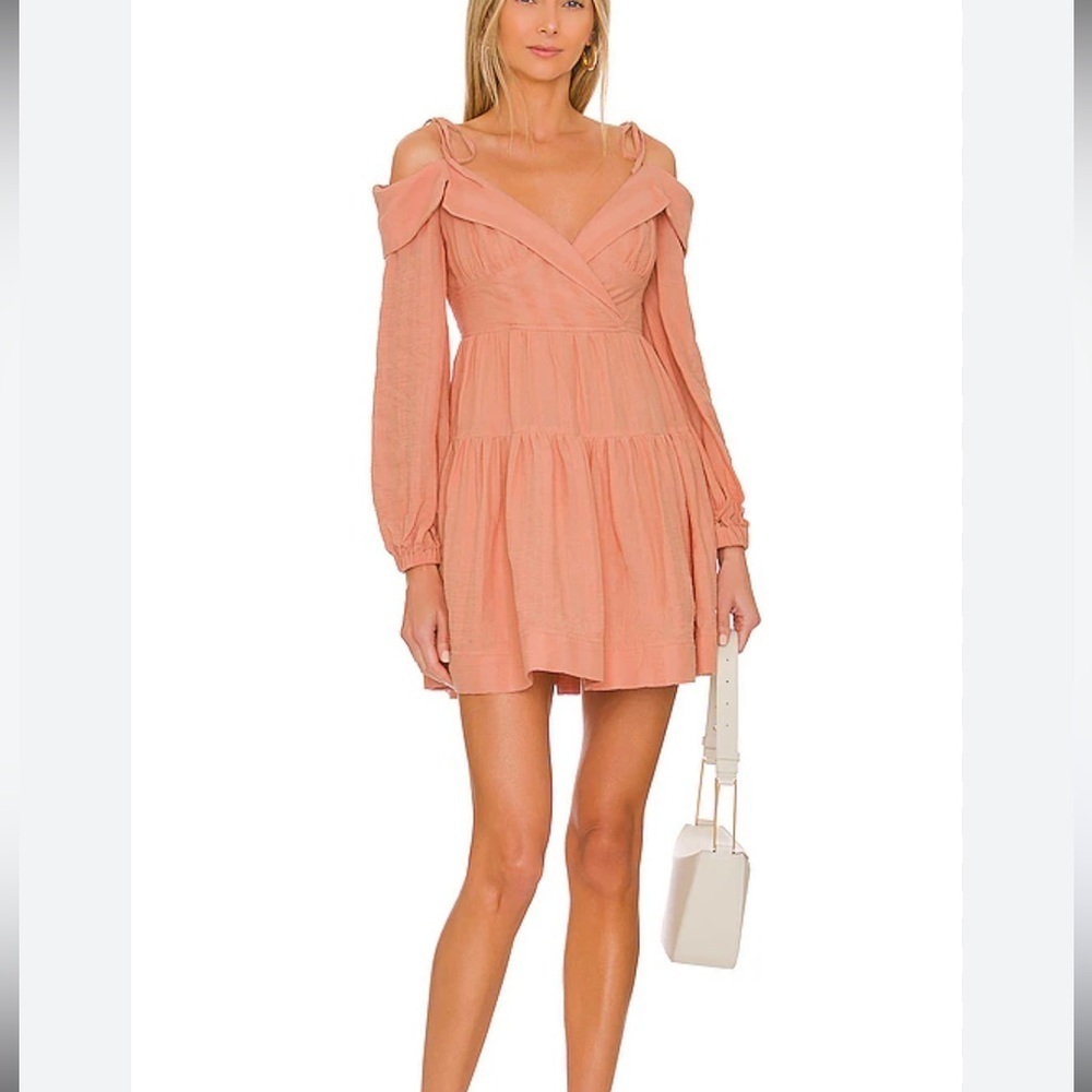 Jonathan Simkhai Revolve Bahari Off Shoulder Mini Dress in Sorbet Small $395